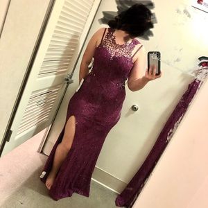 Long dark purple prom dress no stains or rips